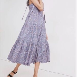 Madewell Floral Tie Strap Tiered Midi Dress L Cottagecore Prairie Croquette